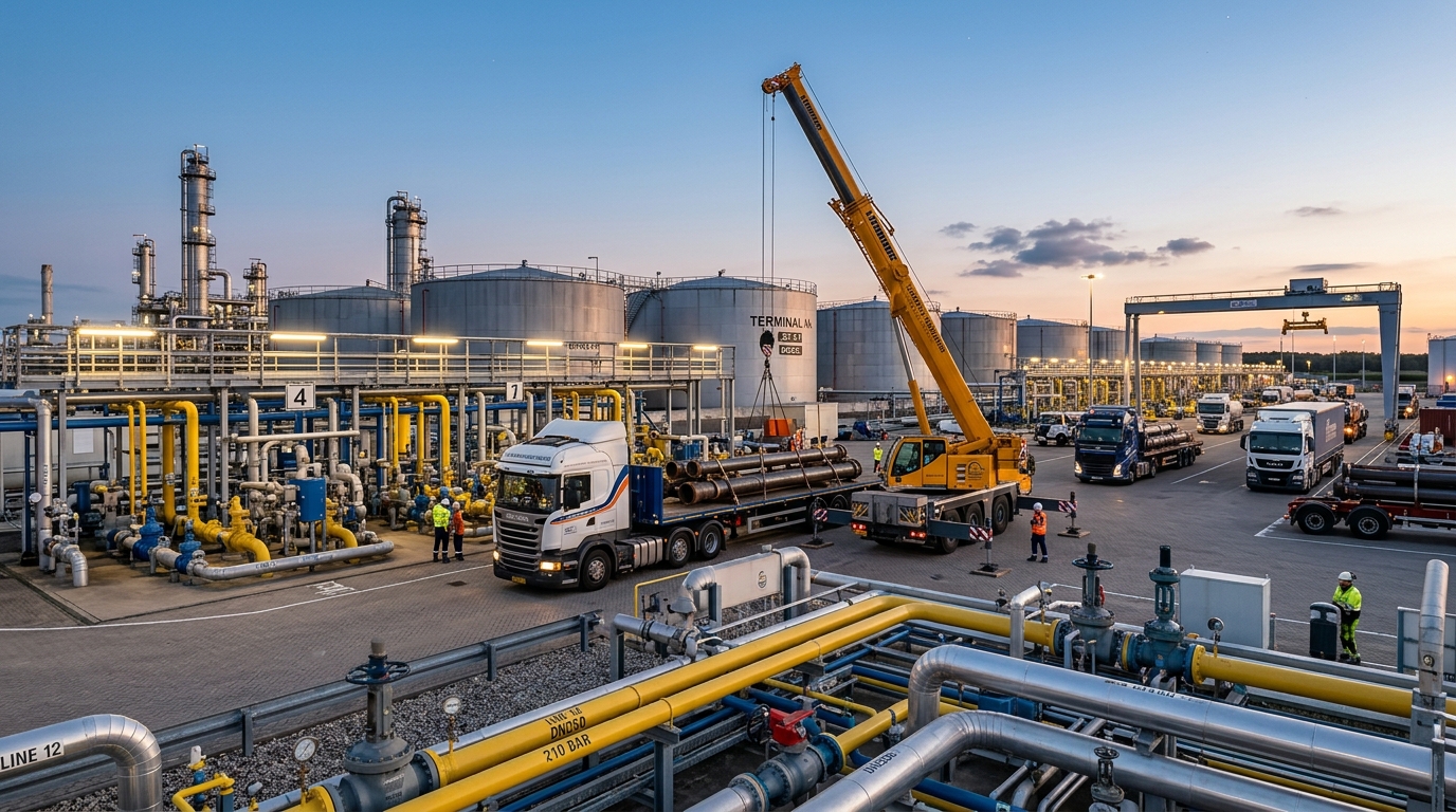 Energy sector industrial equipment, pipeline infrastructure and project cargo transport